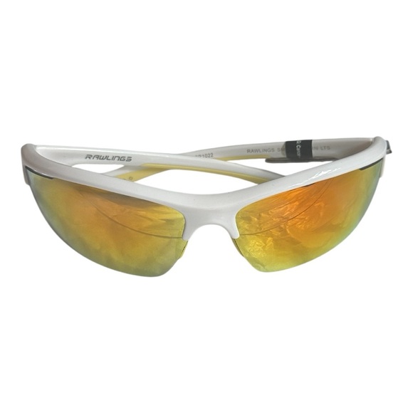 ADULT WHITE/ORANGE HALF-RIM BLADE SUNGLASSES - Picture 6 of 6